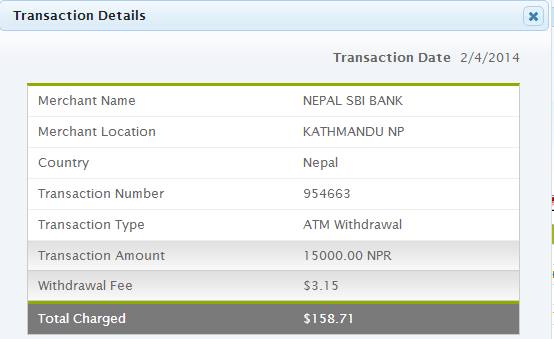 nepal sbi charge