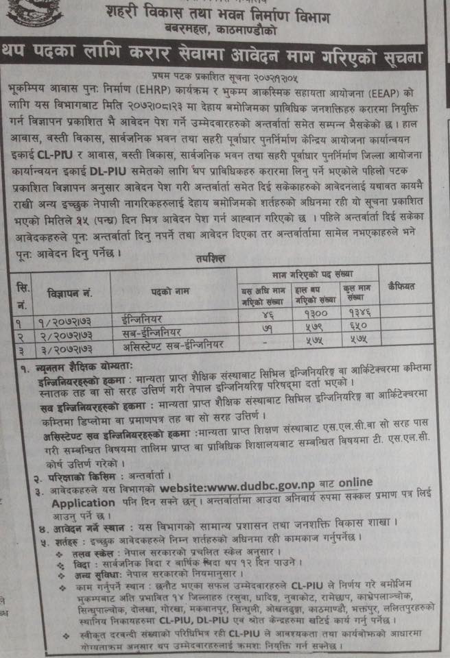 civil engineer vacancy in nepal