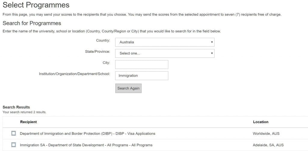 pte score for immigration australia