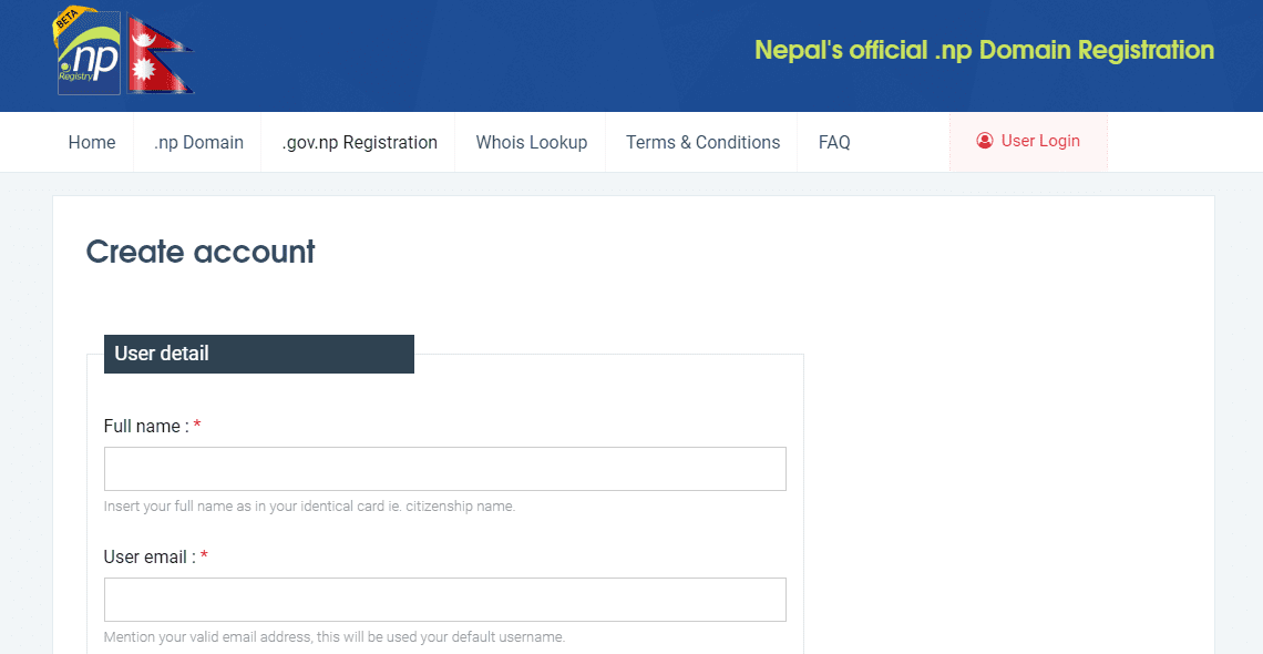official domain registration nepal