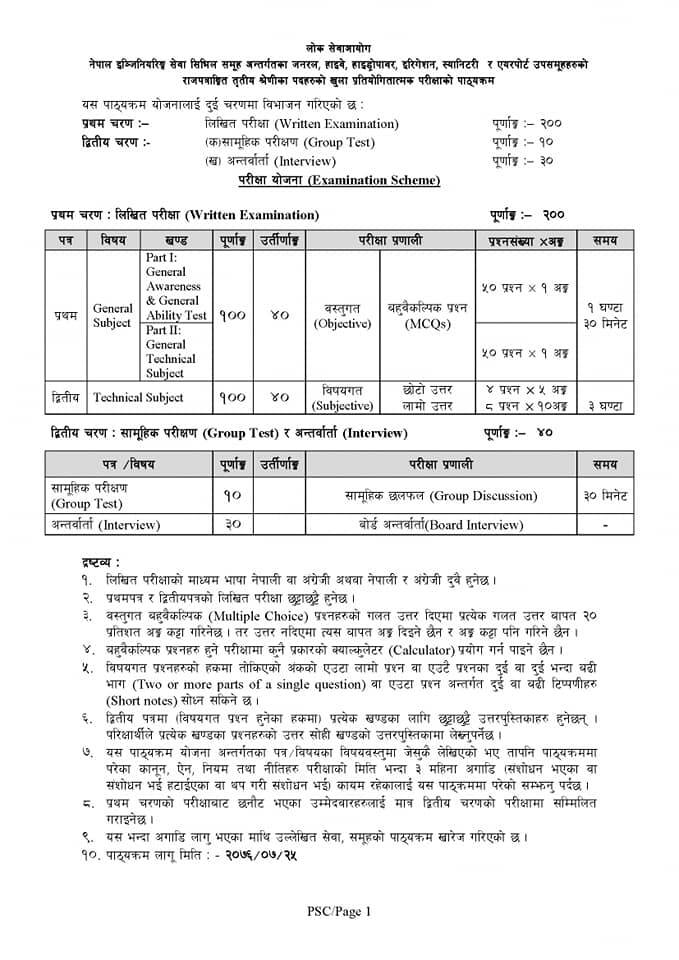 psc.gov .np syllabus