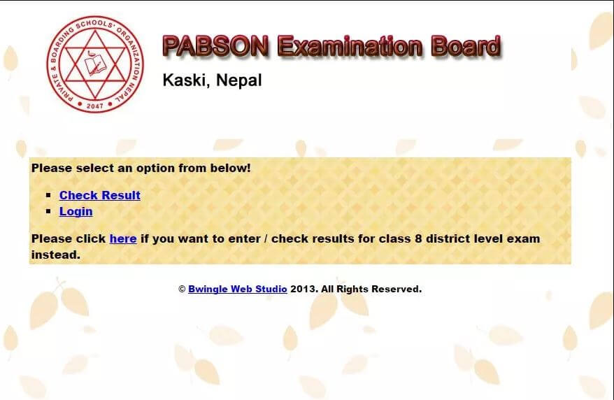 PABSON Examination Board Nepal