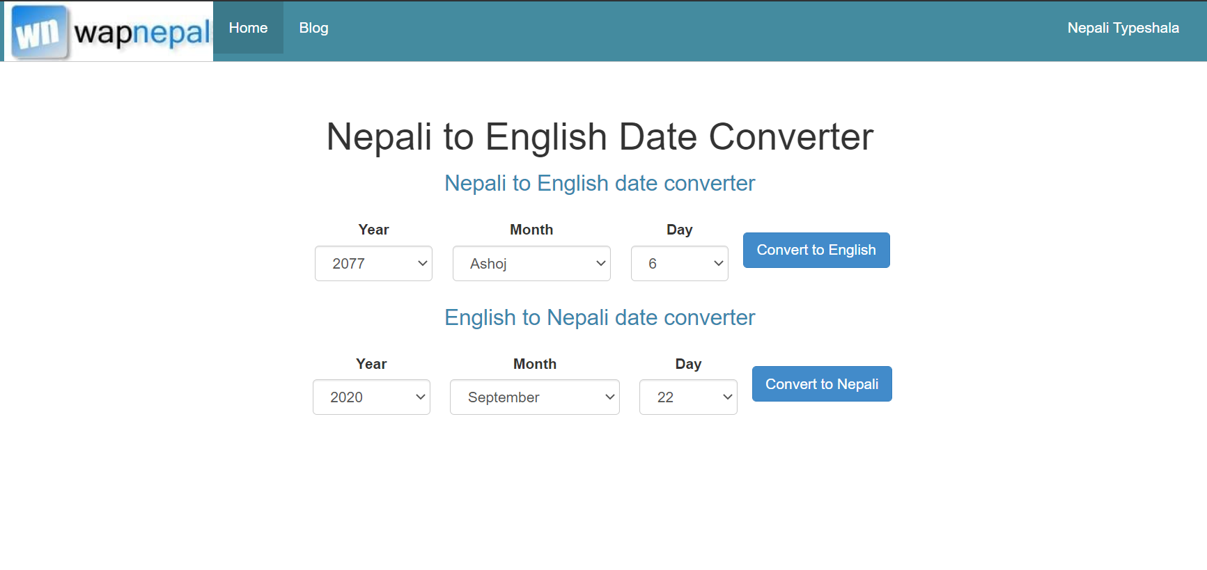 Nepali to English date converter