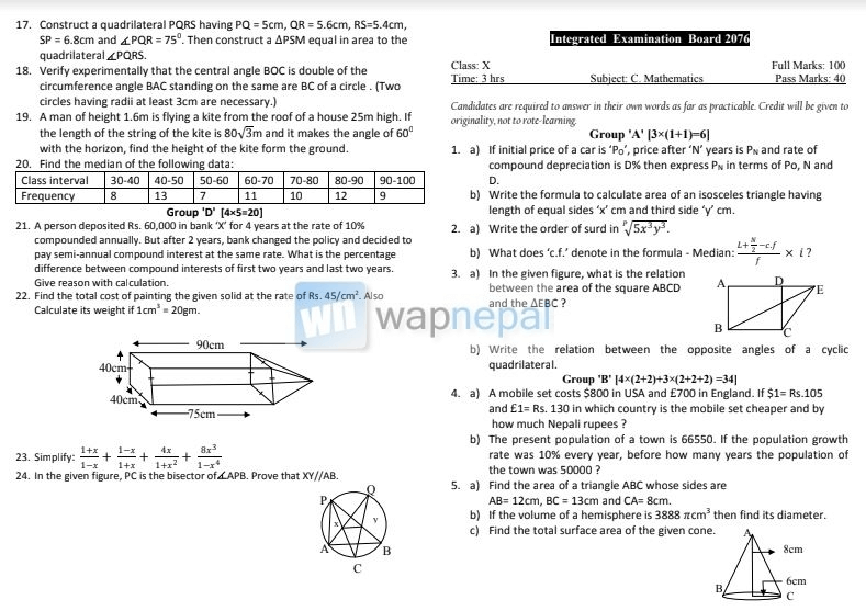 SEE Model Question Math