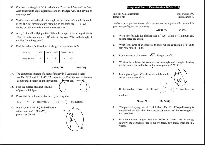 SEE Compulsory Math Practice Question