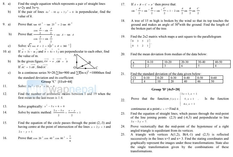 SEE practice questions Optional Maths