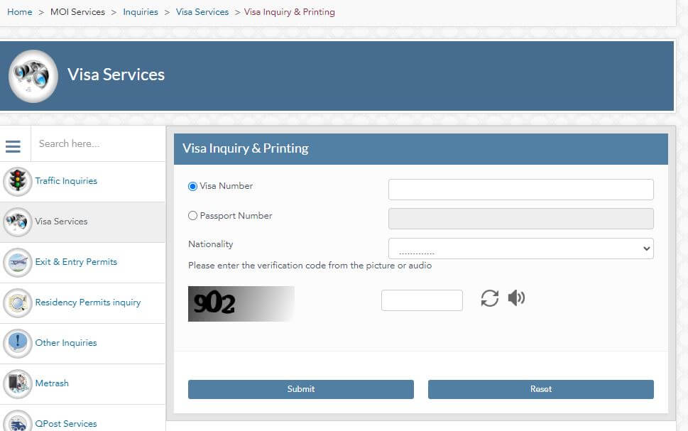 MOI Qatar visa check by passport number