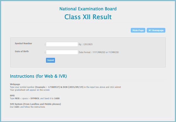 ntc.net.np Class 12 NEB result