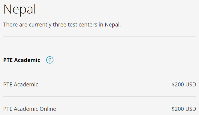 PTE Exam Fee in Nepal