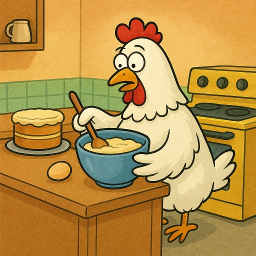 Captionless Image representing chicken making egg