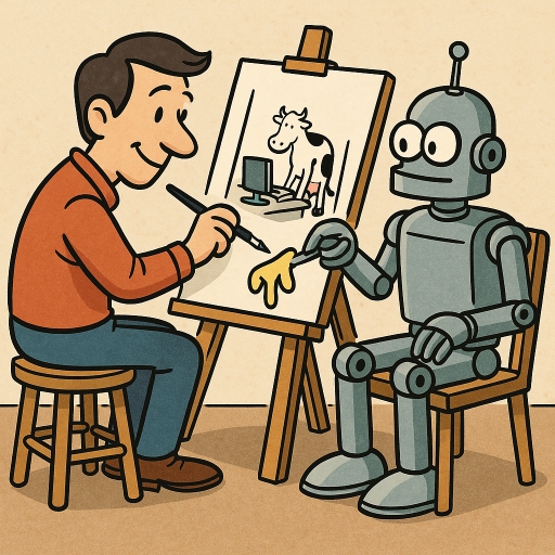 Captionless image representating how Robot is taking over human life everyday